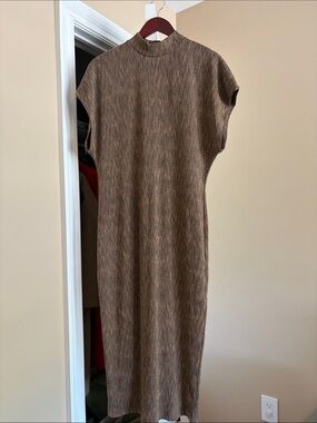 Zara mock neck cap sleeve midi dress